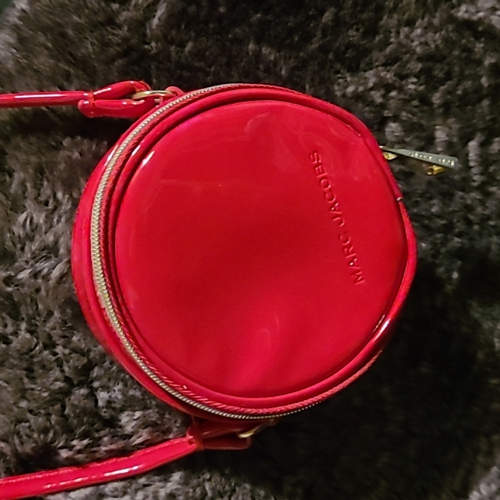 MARC JACOBS Mini 4" Red Patent Leather Crossbody Round Circle Canteen Bag Purse